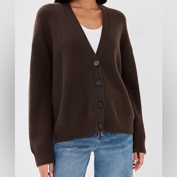 NWT! Jenni Kayne Cropped Cashmere Cocoon Cardigan in Chocolate - XS - Picture 1 of 4